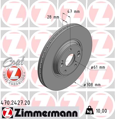 Tarcza hamulcowa ZIMMERMANN 470.2427.20