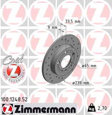 Tarcza hamulcowa ZIMMERMANN 100.1248.52