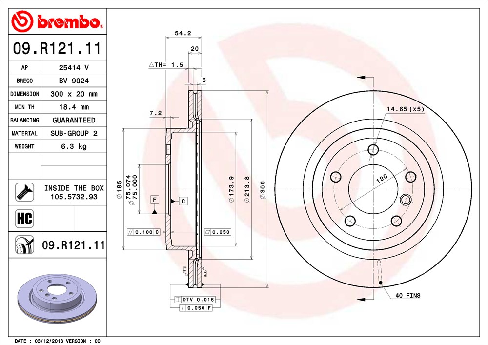 Tarcza hamulcowa BREMBO 09.R121.11