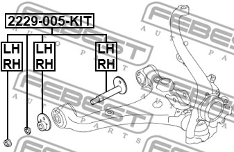 śruba do regulacji pochylenia koła FEBEST 2229-005-KIT