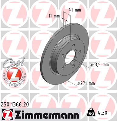 Tarcza hamulcowa ZIMMERMANN 250.1366.20