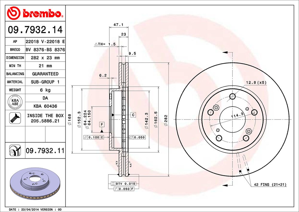 Tarcza hamulcowa BREMBO 09.7932.11