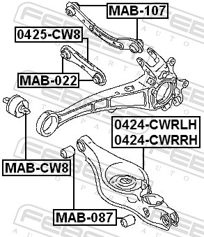 Wahacz, zawieszenie koła FEBEST 0424-CWRRH