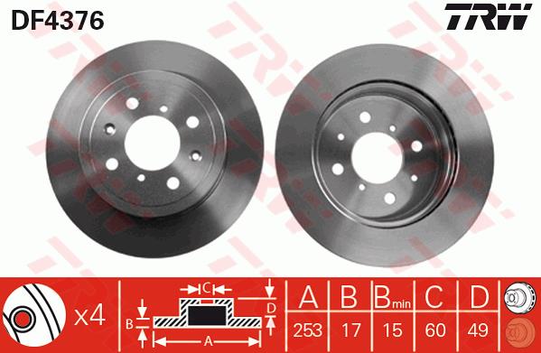 Tarcza hamulcowa TRW DF4376