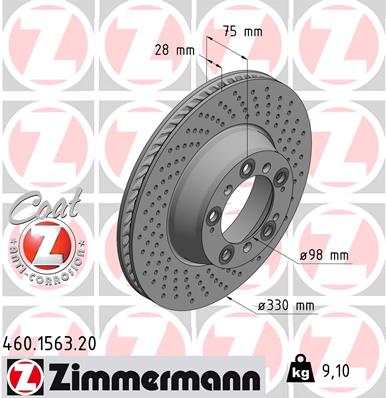 Tarcza hamulcowa ZIMMERMANN 460.1563.20