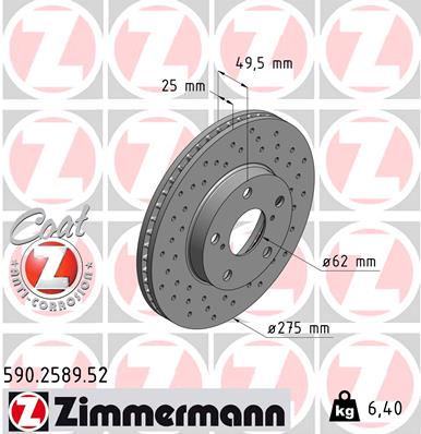 Tarcza hamulcowa ZIMMERMANN 590.2589.52