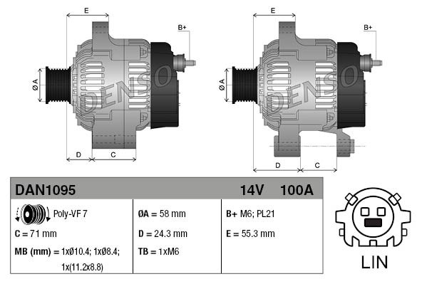 Alternator DENSO DAN1095