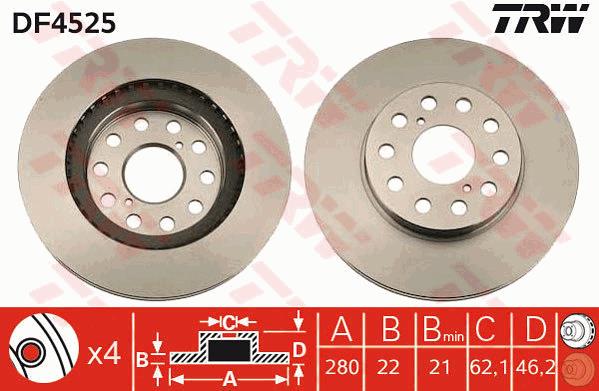 Tarcza hamulcowa TRW DF4525