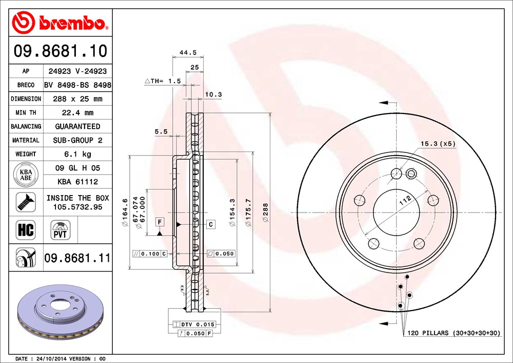 Tarcza hamulcowa BREMBO 09.8681.11