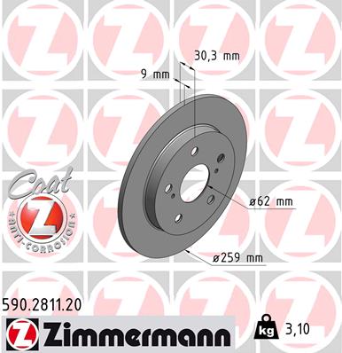 Tarcza hamulcowa ZIMMERMANN 590.2811.20