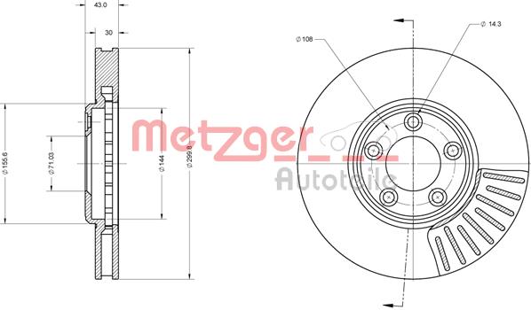 Tarcza hamulcowa METZGER 6110642