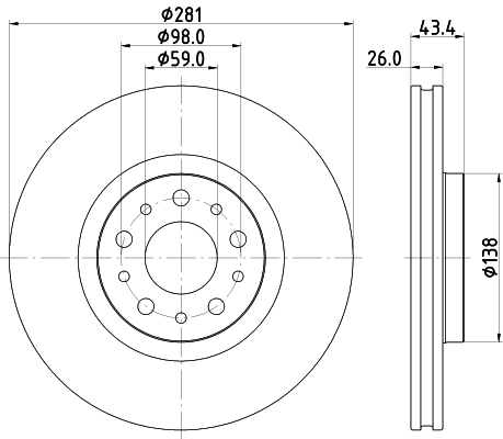 Tarcza hamulcowa HELLA 8DD 355 132-131