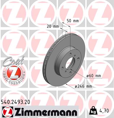 Tarcza hamulcowa ZIMMERMANN 540.2493.20