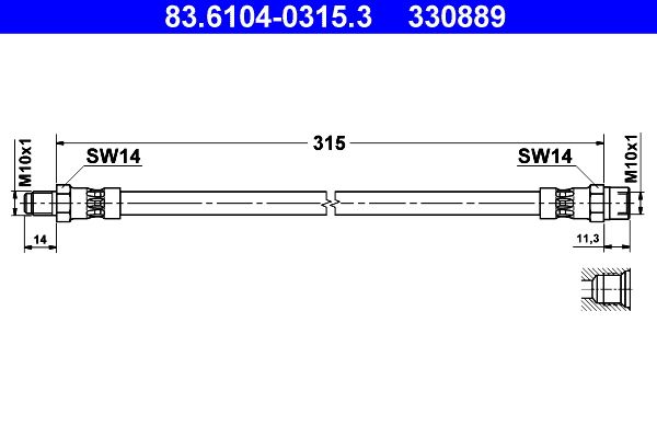 Przewód hamulcowy elastyczny ATE 83.6104-0315.3