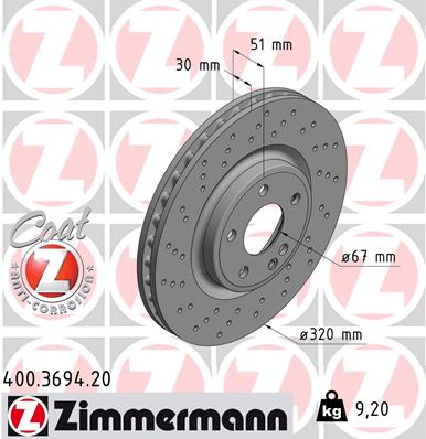 Tarcza hamulcowa ZIMMERMANN 400.3694.20