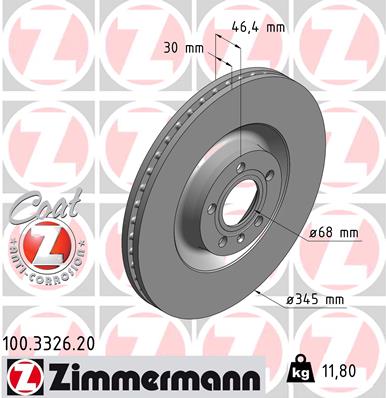 Tarcza hamulcowa ZIMMERMANN 100.3326.20