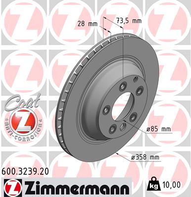 Tarcza hamulcowa ZIMMERMANN 600.3239.20