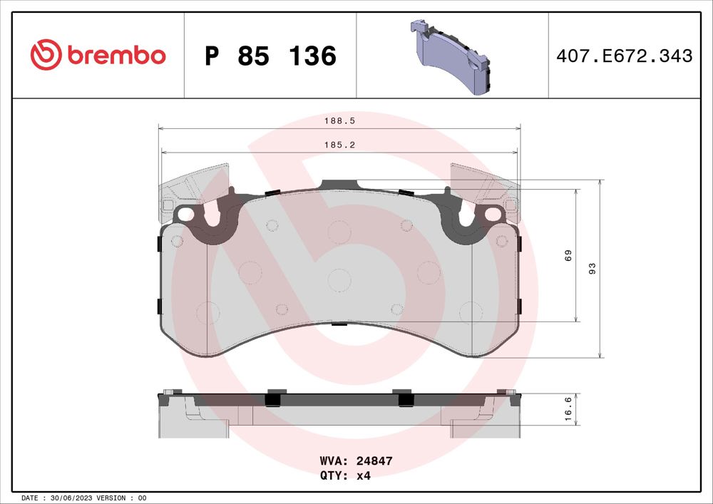 Klocki hamulcowe BREMBO P 85 136