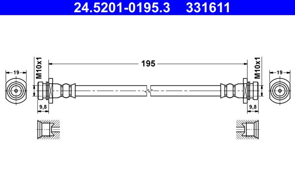 Przewód hamulcowy elastyczny ATE 24.5201-0195.3