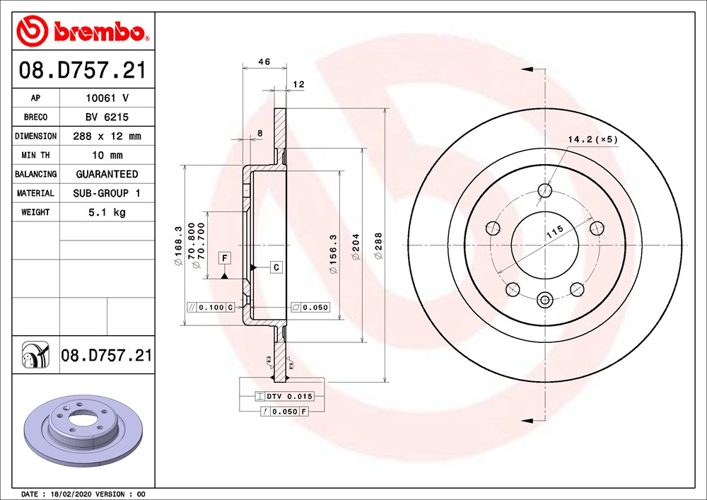 Tarcza hamulcowa BREMBO 08.D757.21