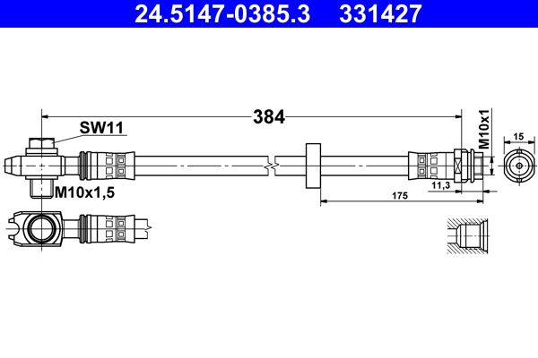 Przewód hamulcowy elastyczny ATE 24.5147-0385.3