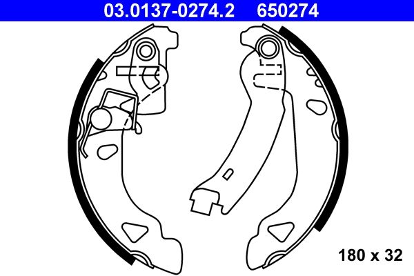 Szczęki hamulcowe ATE 03.0137-0274.2