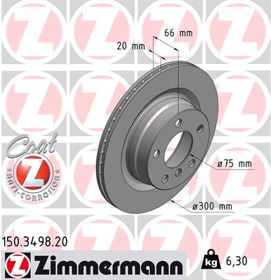 Tarcza hamulcowa ZIMMERMANN 150.3498.20