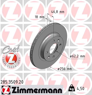 Tarcza hamulcowa ZIMMERMANN 285.3509.20