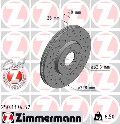 Tarcza hamulcowa ZIMMERMANN 250.1374.52