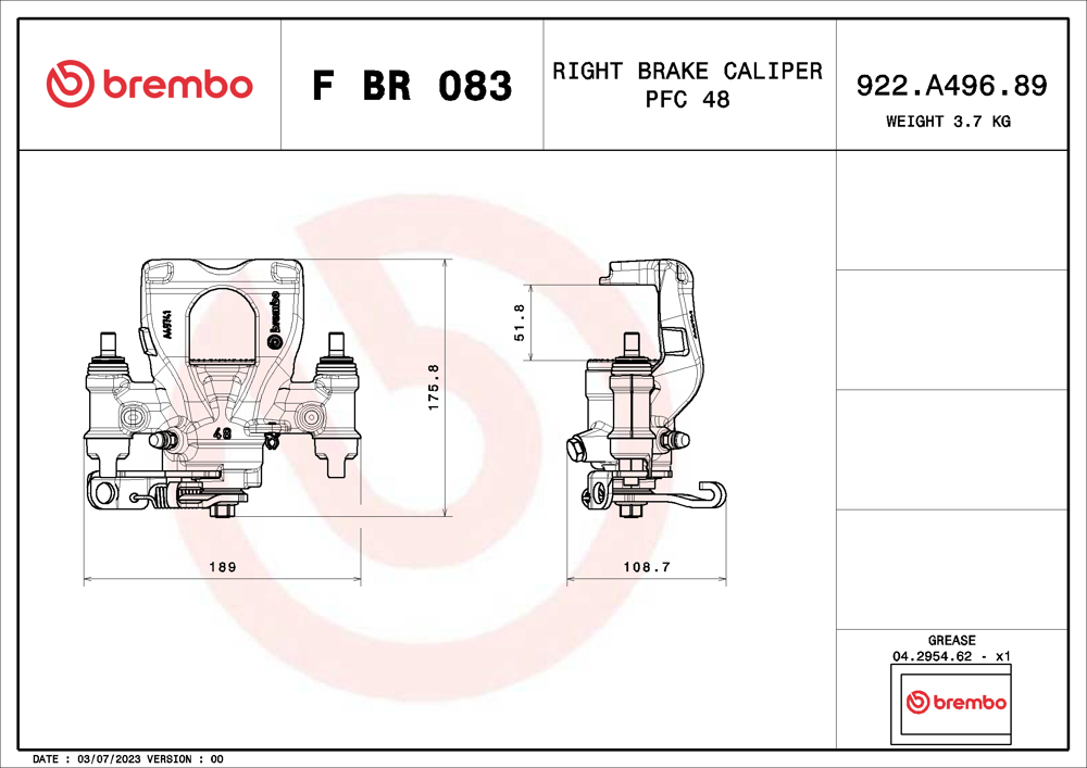 Zacisk hamulca BREMBO F BR 083
