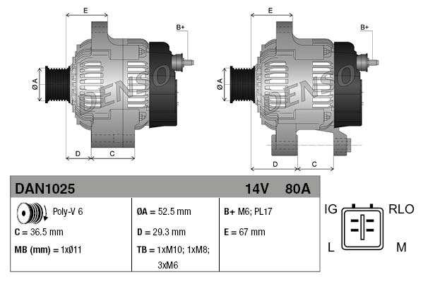 Alternator DENSO DAN1025