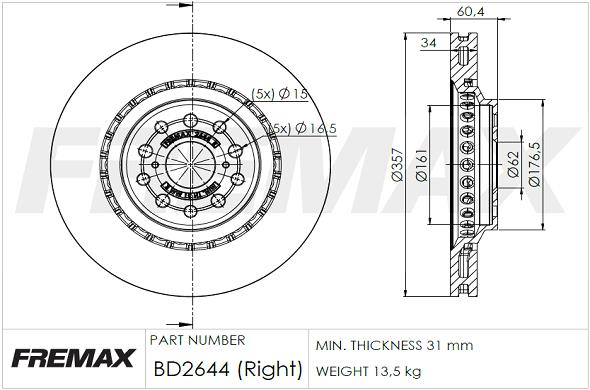 Tarcza hamulcowa FREMAX BD-2644