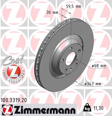 Tarcza hamulcowa ZIMMERMANN 100.3319.20