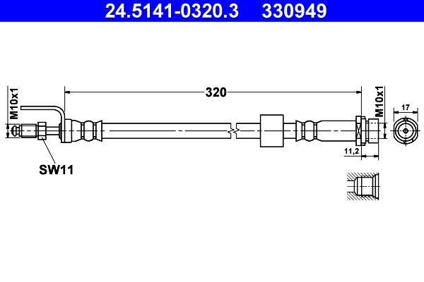 Przewód hamulcowy elastyczny ATE 24.5141-0320.3