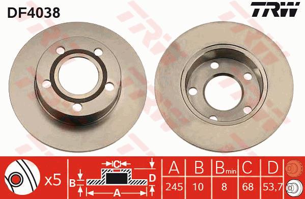 Tarcza hamulcowa TRW DF4038