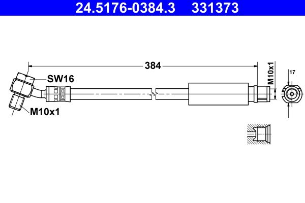 Przewód hamulcowy elastyczny ATE 24.5176-0384.3