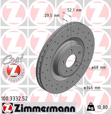 Tarcza hamulcowa ZIMMERMANN 100.3332.52
