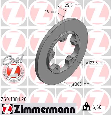 Tarcza hamulcowa ZIMMERMANN 250.1381.20