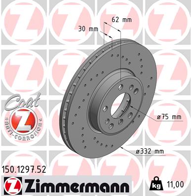 Tarcza hamulcowa ZIMMERMANN 150.1297.52