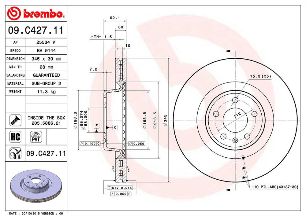 Tarcza hamulcowa BREMBO 09.C427.11