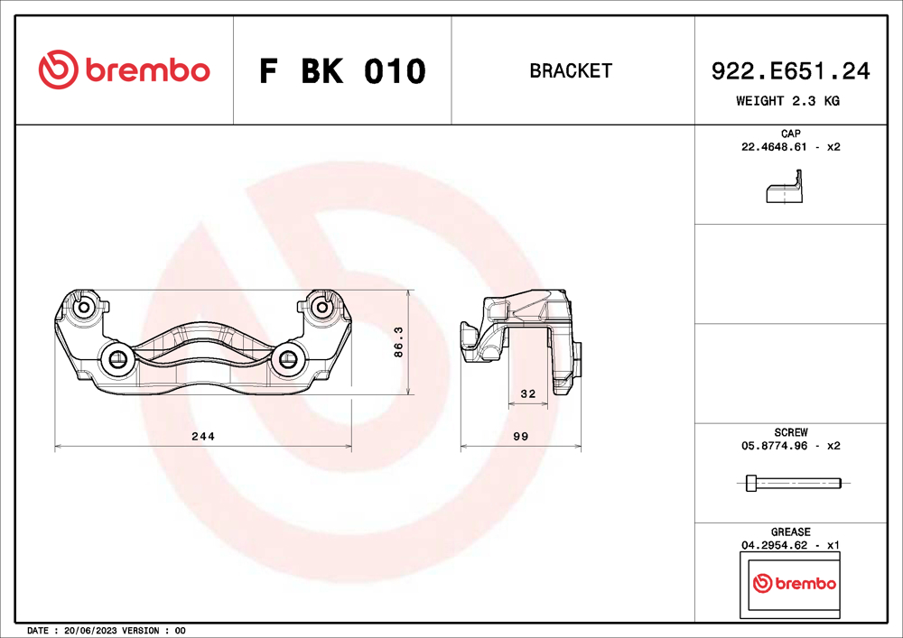 Mocowanie zacisku hamulca - zestaw BREMBO F BK 010