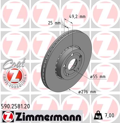 Tarcza hamulcowa ZIMMERMANN 590.2581.20