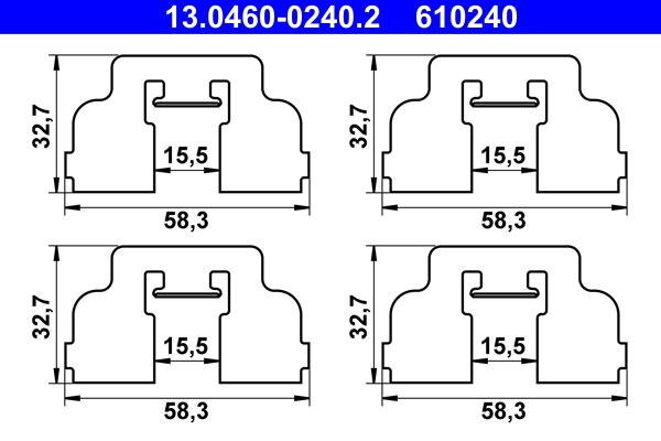 Zestaw akcesoriów montażowych  klocków hamulcowych ATE 13.0460-0240.2