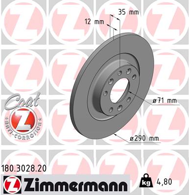 Tarcza hamulcowa ZIMMERMANN 180.3028.20