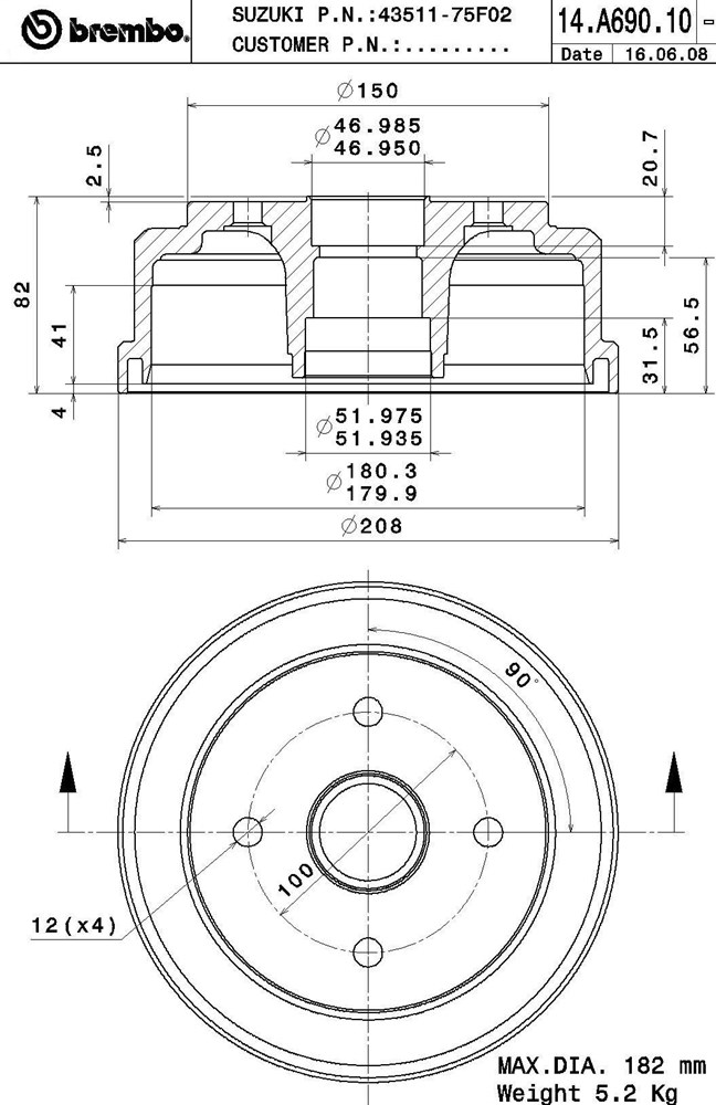 Bęben hamulcowy BREMBO 14.A690.10