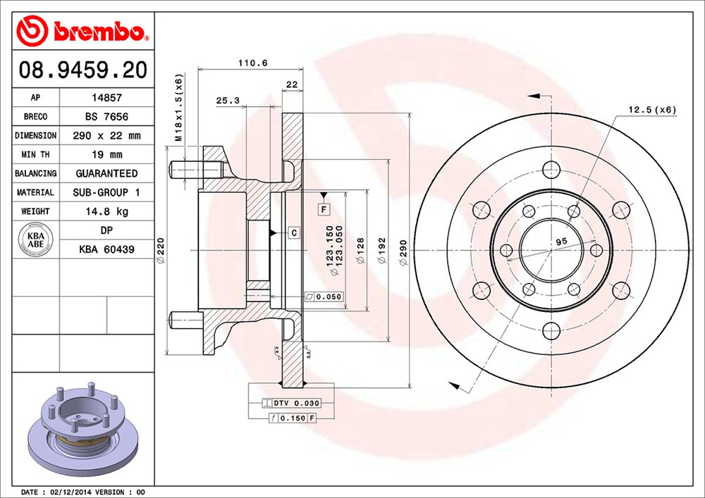 Tarcza hamulcowa BREMBO 08.9459.20