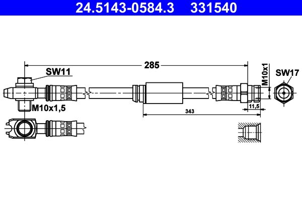 Przewód hamulcowy elastyczny ATE 24.5143-0584.3