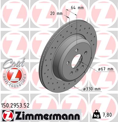 Tarcza hamulcowa ZIMMERMANN 150.2953.52