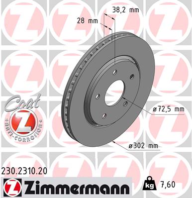 Tarcza hamulcowa ZIMMERMANN 230.2310.20