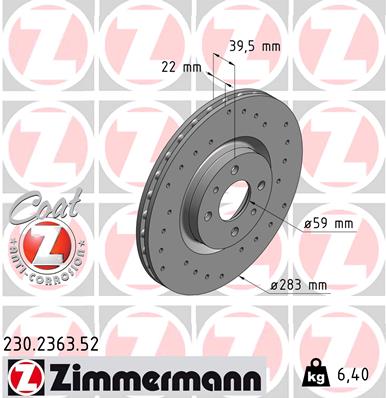 Tarcza hamulcowa ZIMMERMANN 230.2363.52